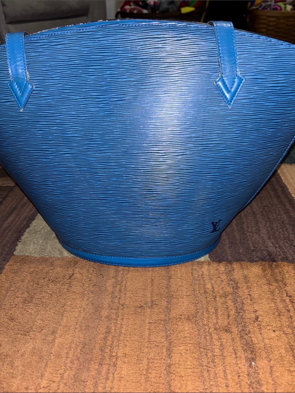 Louis Vuitton Blue Women's Textured Leather Tote Bag - Unbranded